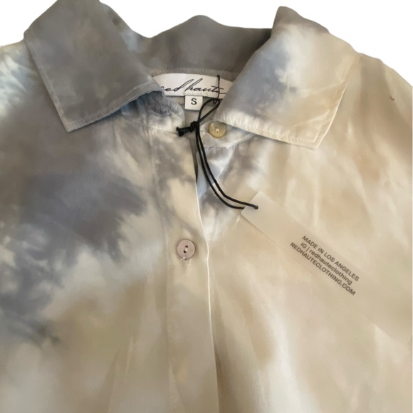 Red Haute spring tie dye collared button down shirt NWT size S. Retail $166 - Picture 5 of 11